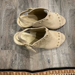 Stuart Weitzman Cream Studded Mules